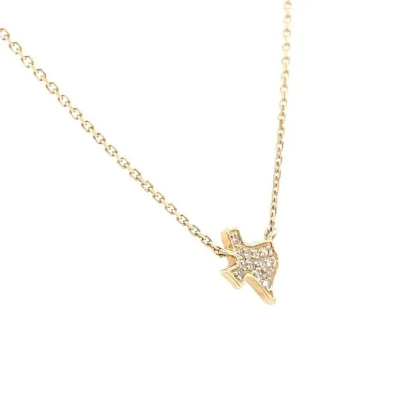 14KY Gold State of Texas Shape Pavé Diamond Necklace - 18