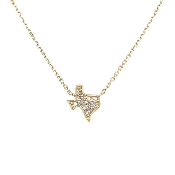 14KY Gold State of Texas Shape Pavé Diamond Necklace - 18