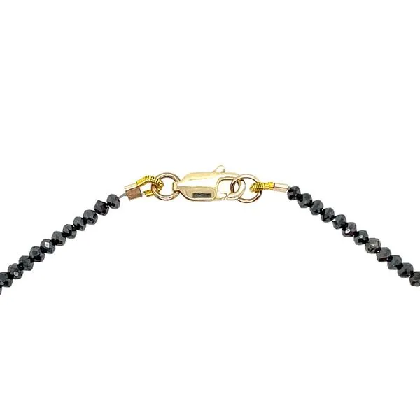 14KY Gold Black Diamond Facetted Bead Necklace - 17