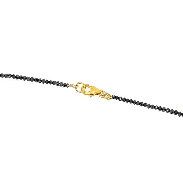 18KY Gold Black Diamond Facetted Bead & Gold Bead Necklace - 17.5