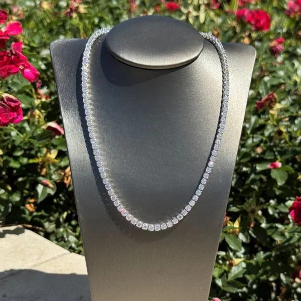 14KW Gold Natural Diamond Tennis Necklace 15.03 CTW - 16