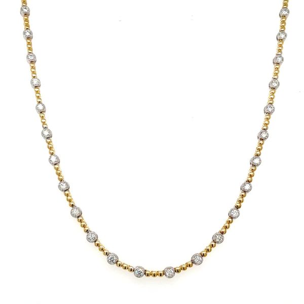 14K Gold Natural Diamond & Alternating Bead Necklace 2 CTW - 18