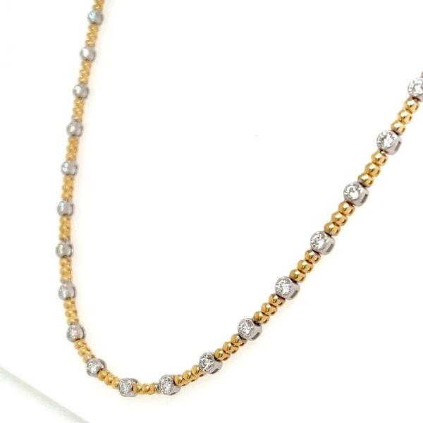 14K Gold Natural Diamond & Alternating Bead Necklace 2 CTW - 18