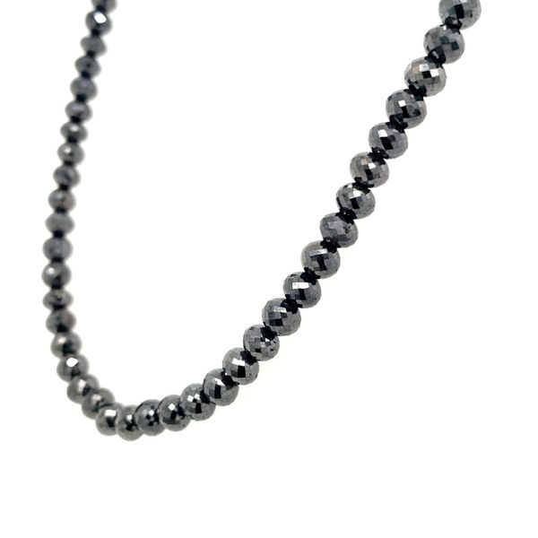 AMAZING! 14KY Gold 116 CTW Black Diamond 5.5 MM Facetted Bead Necklace - 20
