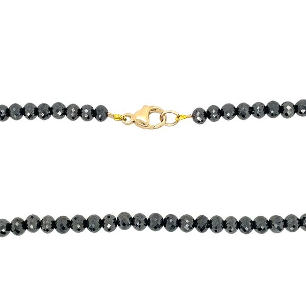 AMAZING! 14KY Gold 116 CTW Black Diamond 5.5 MM Facetted Bead Necklace - 20