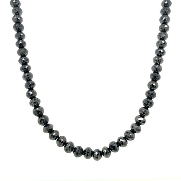 AMAZING! 14KY Gold 116 CTW Black Diamond 5.5 MM Facetted Bead Necklace - 20