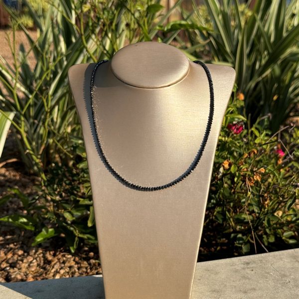 14KY Gold 24 CTW Black Diamond 2.8 MM Facetted Bead Necklace - 17