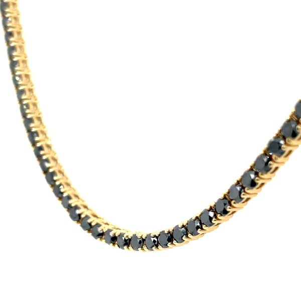 14KY Gold Black Diamond Tennis Necklace 10.97 CTW - 18