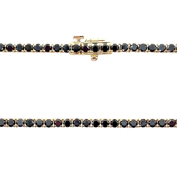 14KY Gold Black Diamond Tennis Necklace 10.97 CTW - 18