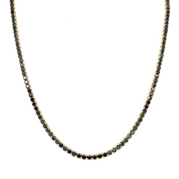 14KY Gold Black Diamond Tennis Necklace 10.97 CTW - 18