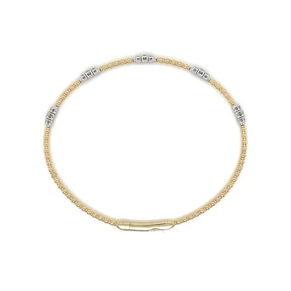 14K Y&W Gold Flexible Beaded Bangle Bracelet with Diamonds Image 5 Franzetti Jewelers Austin, TX