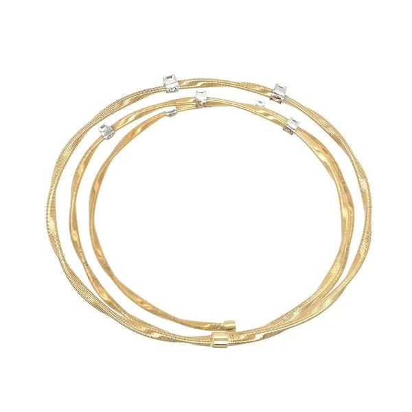14K Y&W Gold 3 Row Flexible Bangle Bracelet with 7 Diamonds Image 3 Franzetti Jewelers Austin, TX