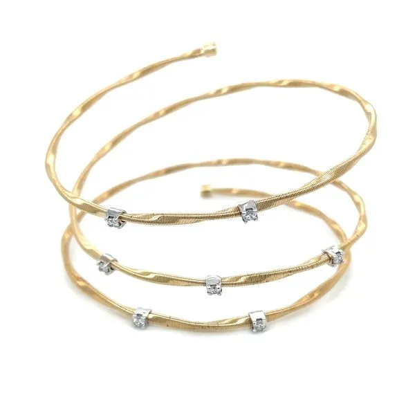 14K Y&W Gold 3 Row Flexible Bangle Bracelet with 7 Diamonds Franzetti Jewelers Austin, TX