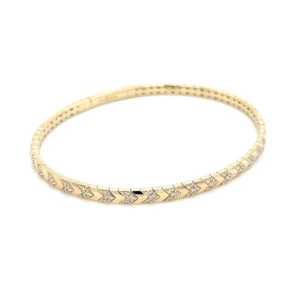 14KY Gold Flexible Bangle Bracelet with Diamonds Set in Chevron Shapes Image 3 Franzetti Jewelers Austin, TX