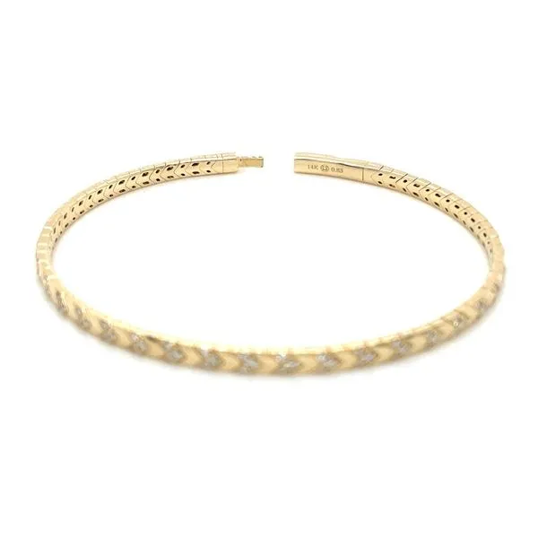14KY Gold Flexible Bangle Bracelet with Diamonds Set in Chevron Shapes Image 5 Franzetti Jewelers Austin, TX