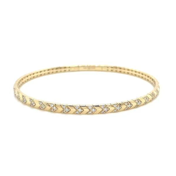 14KY Gold Flexible Bangle Bracelet with Diamonds Set in Chevron Shapes Franzetti Jewelers Austin, TX