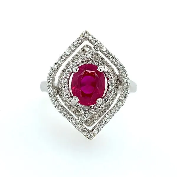 18KW Gold 1.51 Ct Oval Ruby & Diamond Ring Franzetti Jewelers Austin, TX