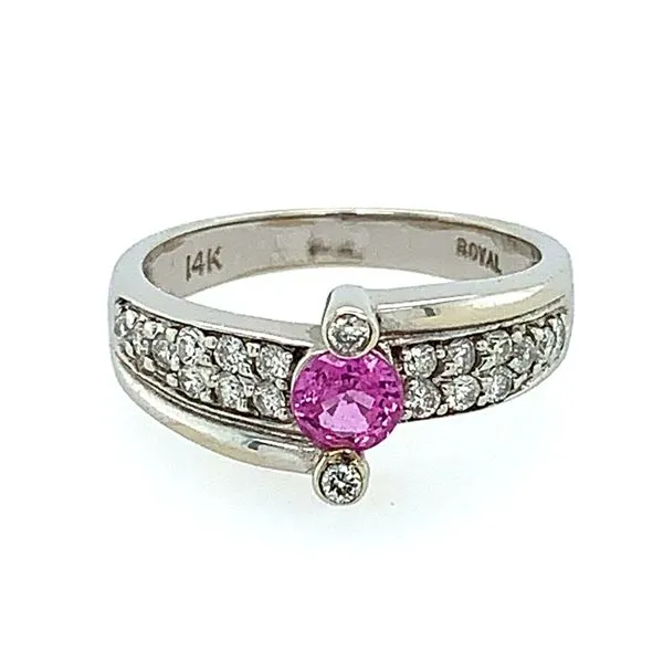 14KW Gold Round Pink Sapphire Ring with Diamonds Image 2 Franzetti Jewelers Austin, TX