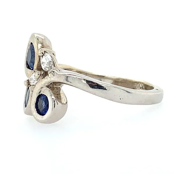 14K White Gold 3 Sapphire & Diamond Floral Ring Image 2 Franzetti Jewelers Austin, TX
