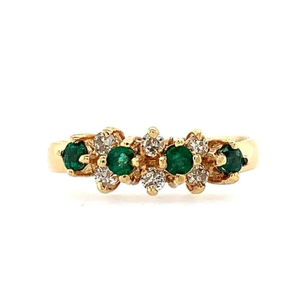 14KY Gold 4 Round Emeralds with Diamonds Ring Image 2 Franzetti Jewelers Austin, TX