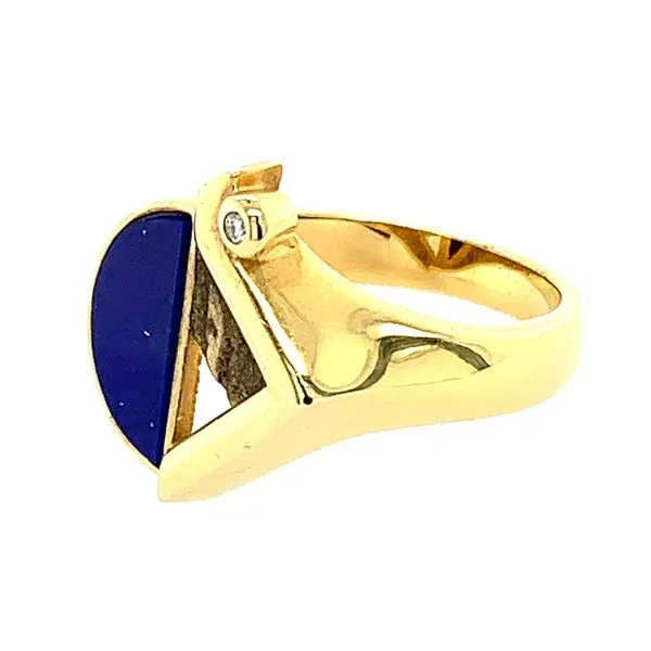 14KY Gold Half Circle Lapis & Diamond Ring Image 2 Franzetti Jewelers Austin, TX