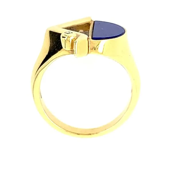 14KY Gold Half Circle Lapis & Diamond Ring Image 3 Franzetti Jewelers Austin, TX
