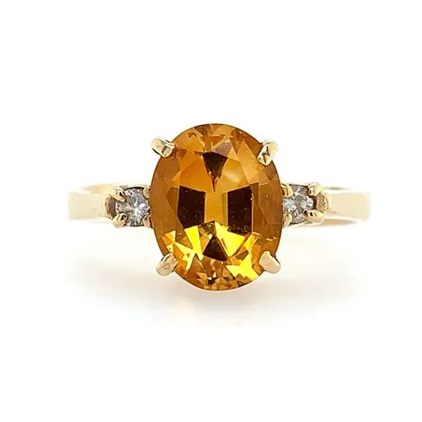 14KY Gold 3 Stone Ring with Oval Citrine & Diamonds Franzetti Jewelers Austin, TX