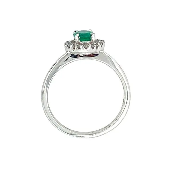 14KW Gold Scalloped Halo Green Emerald & Diamond Ring Image 3 Franzetti Jewelers Austin, TX