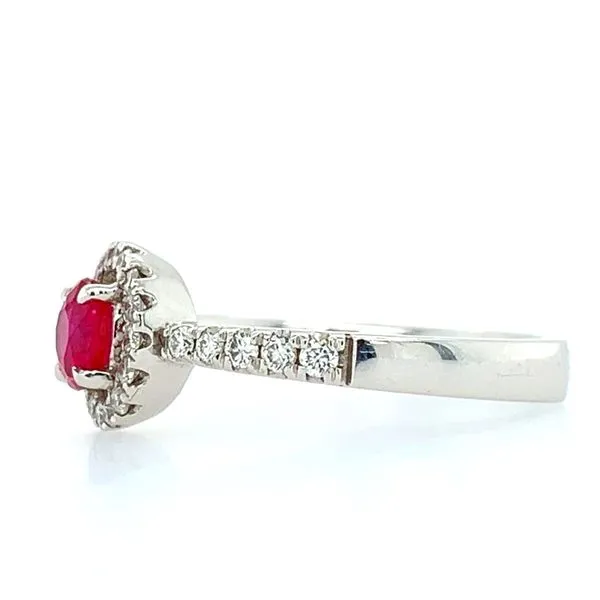 18KW Gold Diamond Halo Ring with Round Ruby Image 2 Franzetti Jewelers Austin, TX