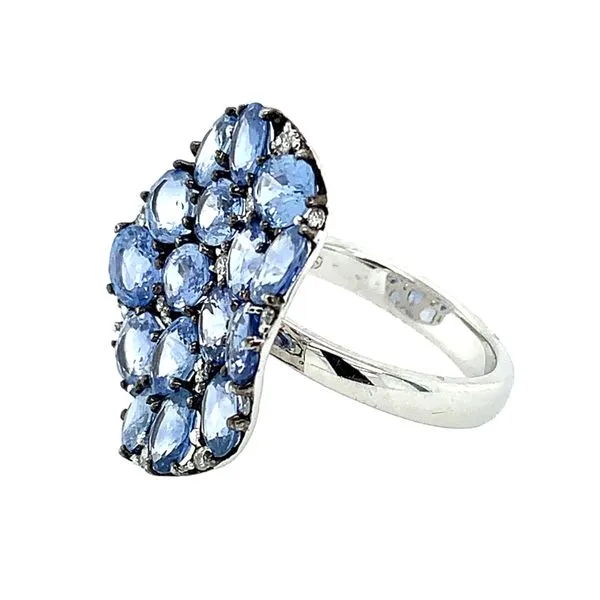 18KW Gold Oval Blue Sapphires & Diamonds Ring Image 2 Franzetti Jewelers Austin, TX