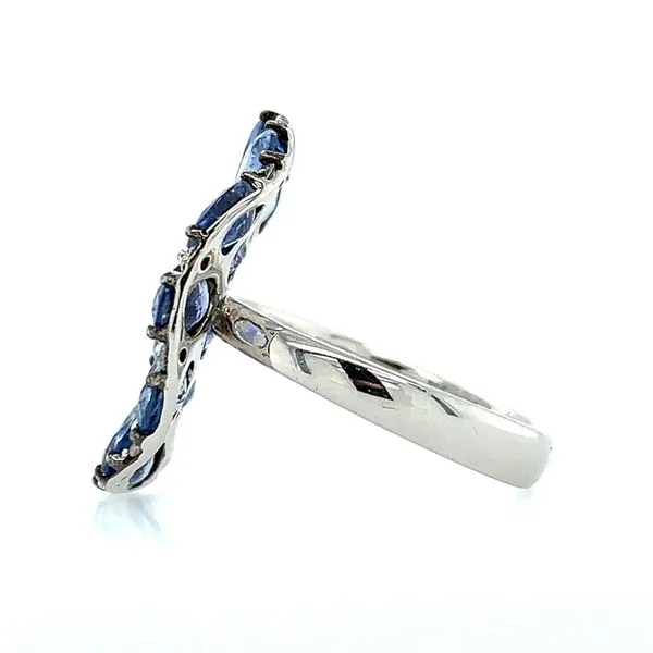 18KW Gold Oval Blue Sapphires & Diamonds Ring Image 3 Franzetti Jewelers Austin, TX