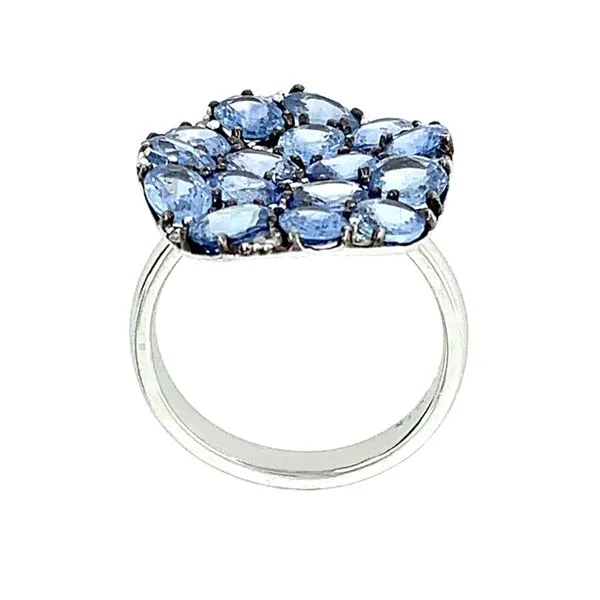 18KW Gold Oval Blue Sapphires & Diamonds Ring Image 4 Franzetti Jewelers Austin, TX