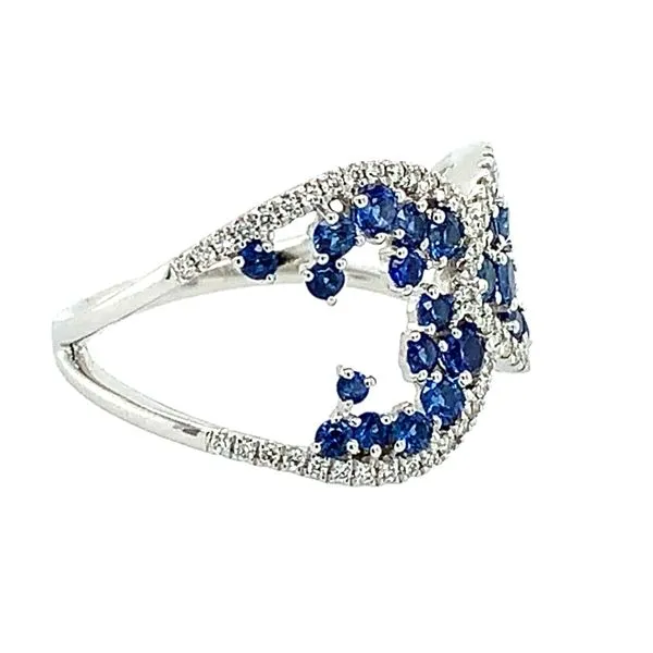 14KW Gold Blue Sapphires with Diamonds Ring Image 2 Franzetti Jewelers Austin, TX
