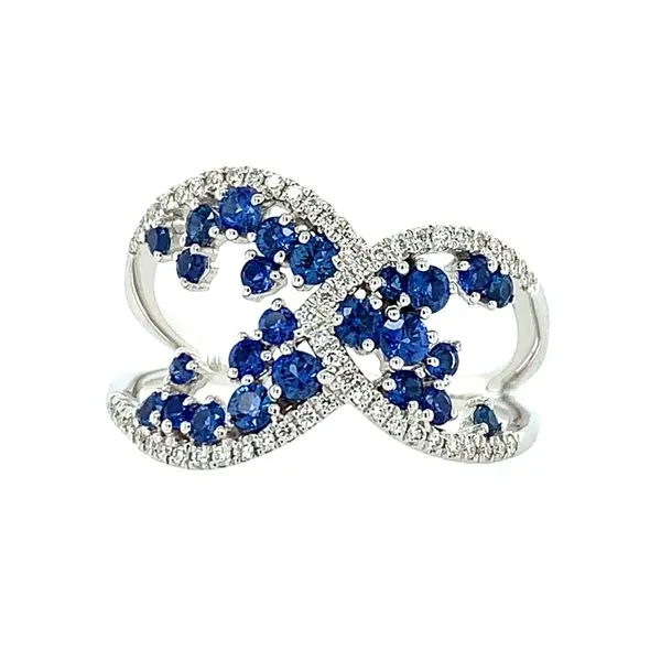 14KW Gold Blue Sapphires with Diamonds Ring Franzetti Jewelers Austin, TX