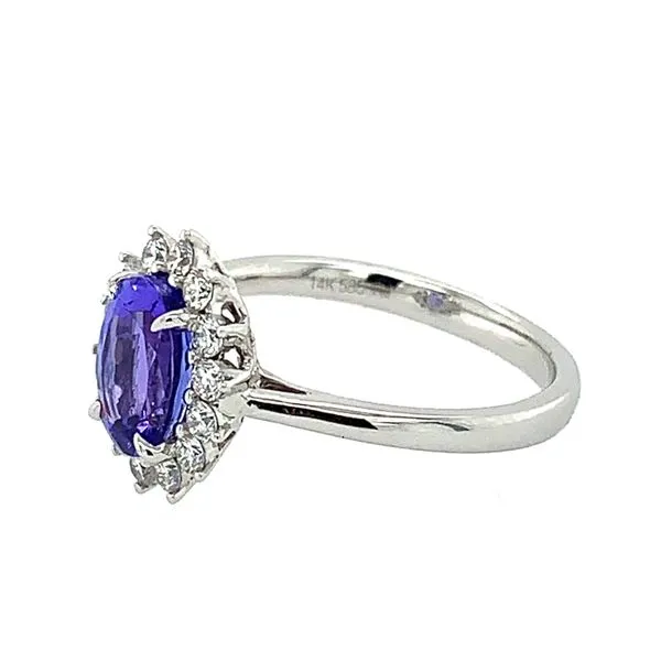 14KW Gold Flower Halo Tanzanite & Diamond Ring Image 2 Franzetti Jewelers Austin, TX