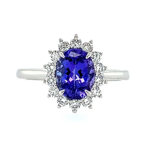 14KW Gold Flower Halo Tanzanite & Diamond Ring Franzetti Jewelers Austin, TX