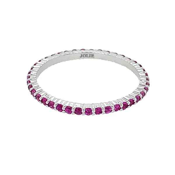 18KW Gold 1.5 mm Wide Pink Sapphire Eternity Band Franzetti Jewelers Austin, TX