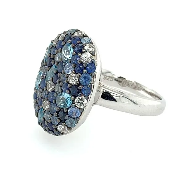 SS Ring with Blue Sapphires & Blue Topaz Gemstones Image 2 Franzetti Jewelers Austin, TX