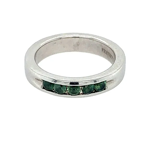 14KW Gold 5 Green Sapphire Channel Set Band Image 2 Franzetti Jewelers Austin, TX
