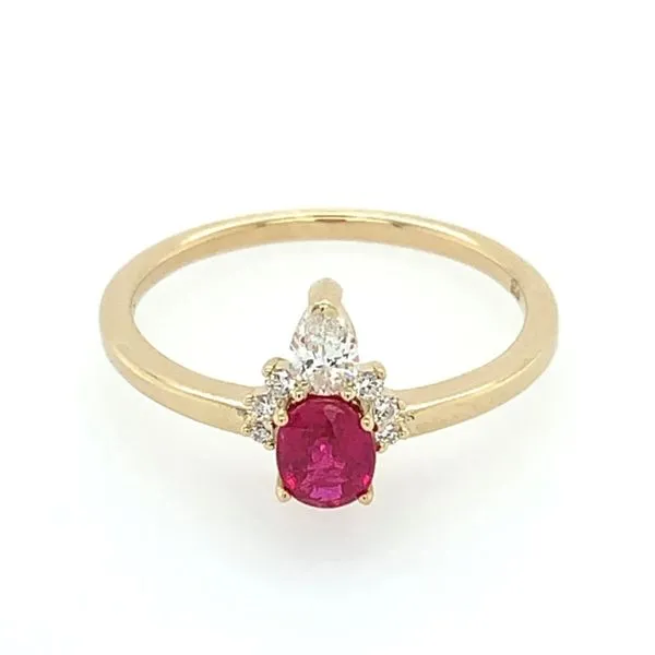 14KY Gold 0.47 Ct Oval Ruby Ring with Diamonds Image 2 Franzetti Jewelers Austin, TX