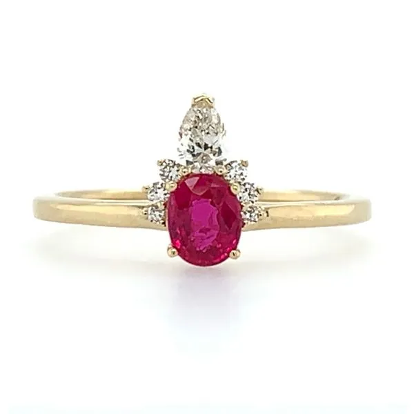 14KY Gold 0.47 Ct Oval Ruby Ring with Diamonds Franzetti Jewelers Austin, TX
