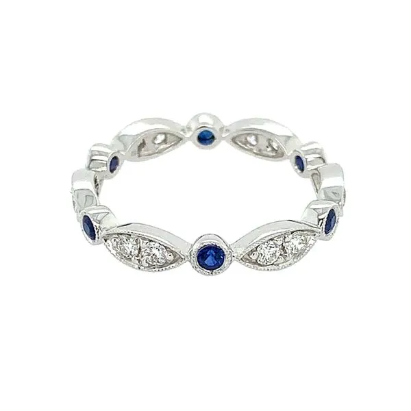 18KW Gold Alternating Blue Sapphire & Diamond Eternity Band Image 2 Franzetti Jewelers Austin, TX