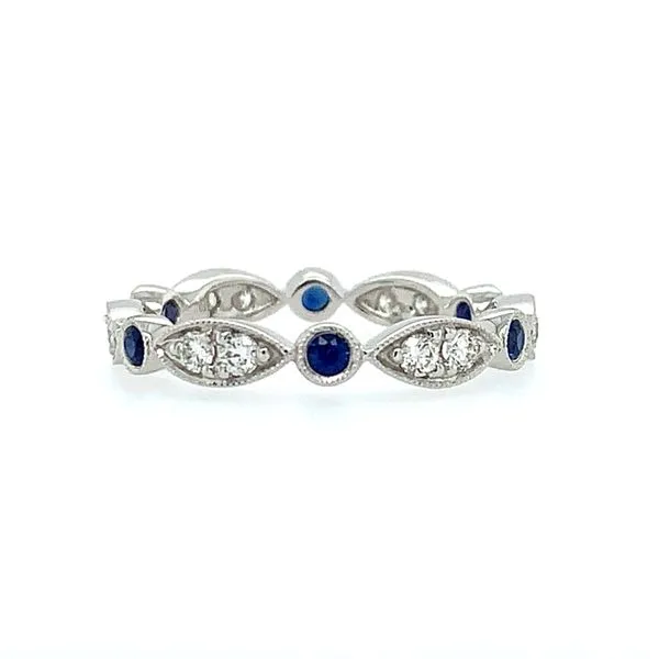 18KW Gold Alternating Blue Sapphire & Diamond Eternity Band Franzetti Jewelers Austin, TX