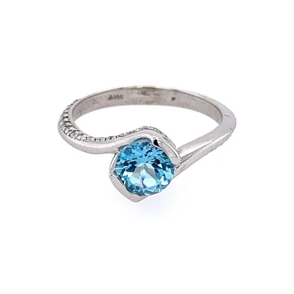 14KW Bypass Swiss Blue Topaz Ring with Diamonds Image 2 Franzetti Jewelers Austin, TX
