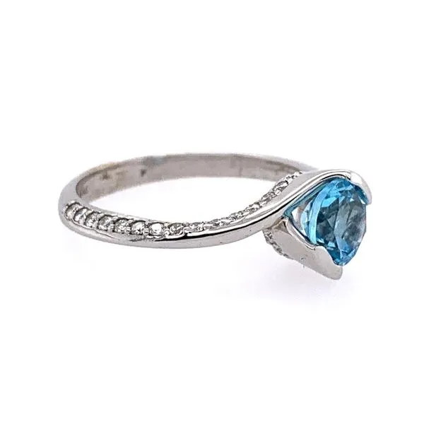 14KW Bypass Swiss Blue Topaz Ring with Diamonds Image 3 Franzetti Jewelers Austin, TX