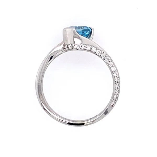 14KW Bypass Swiss Blue Topaz Ring with Diamonds Image 4 Franzetti Jewelers Austin, TX