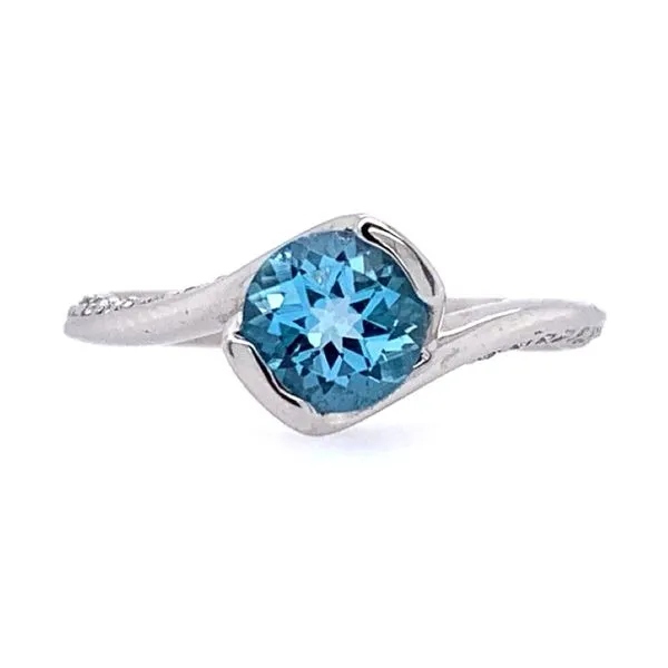 14KW Bypass Swiss Blue Topaz Ring with Diamonds Franzetti Jewelers Austin, TX