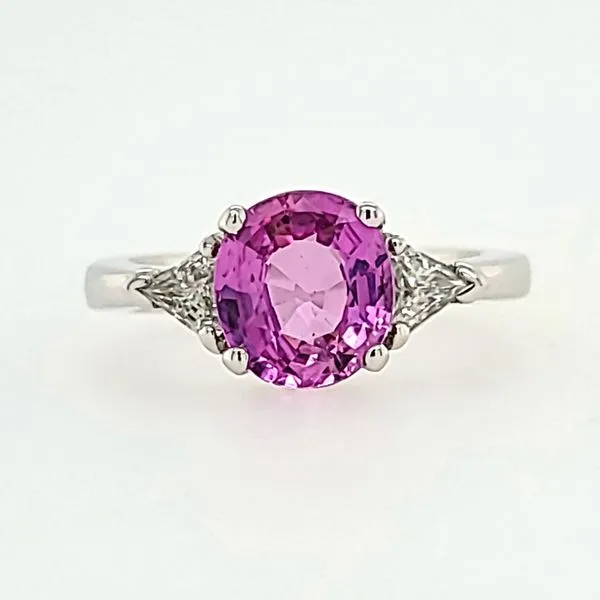 18KW Gold Oval Pink Sapphire & Diamond Ring Image 2 Franzetti Jewelers Austin, TX