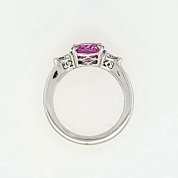 18KW Gold Oval Pink Sapphire & Diamond Ring Image 3 Franzetti Jewelers Austin, TX