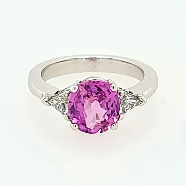 18KW Gold Oval Pink Sapphire & Diamond Ring Franzetti Jewelers Austin, TX